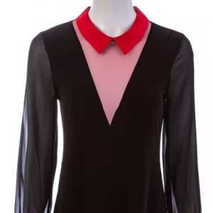 BCBGENERATION Two-fer Shirt Dress With Red Collar